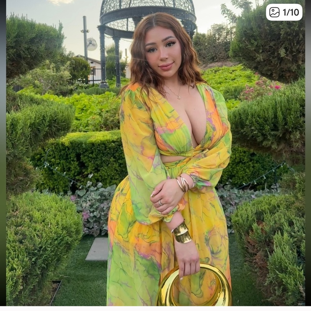 Fashion Nova Multicolor Long Sleeve Dress